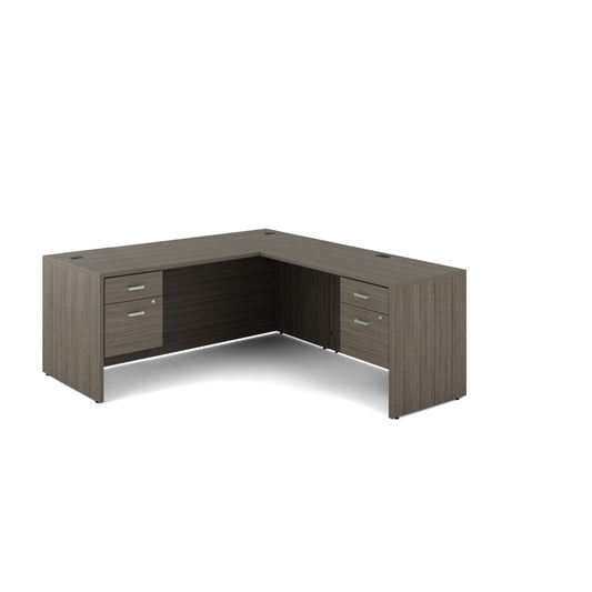 Offices to Go - Newland L-Shaped Workstation - 4 Drawer - 72" W x 78" D - Grey