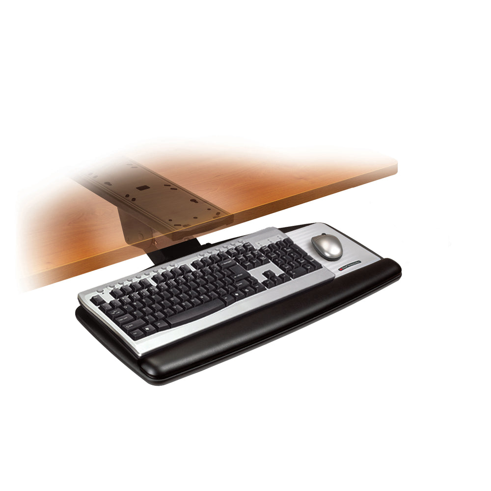 Plateau de clavier 3M assis/debout à réglage facile avec surface de souris précise - Noir
