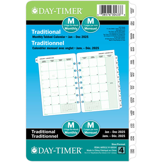 Day-Timer 2025 Dated Refill 2-Pages/Month Desk - 8-1/2" H x 5-1/2" W - Bilingual