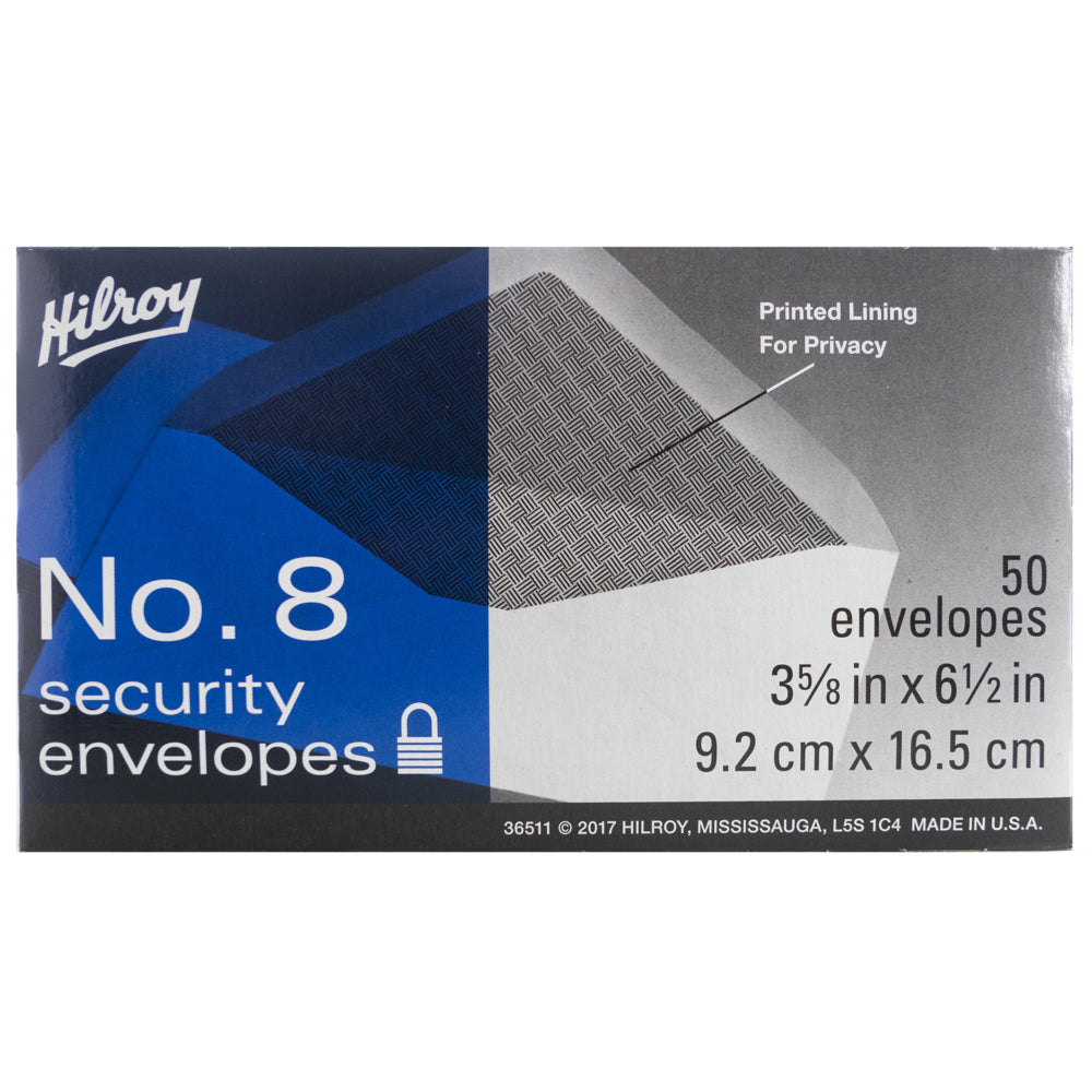 Enveloppes de sécurité Hilroy n° 8 – Blanches – Paquet de 50