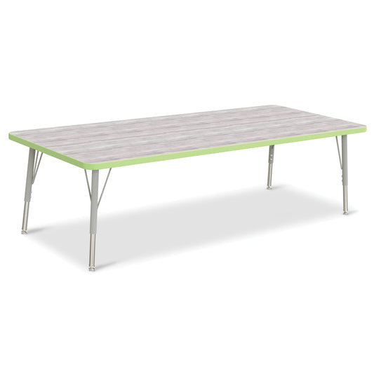 Jonti-Craft Berries Rectangle Activity Table - 30" x 72" - 15-24"H - Driftwood Grey/Key Lime