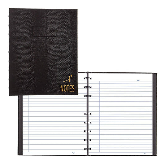 Carnet de notes Blueline Notepro à couverture rigide, ruban rose, 9-1/4" x 7-1/4", noir, 150 pages