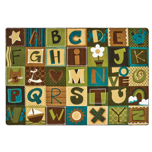Carpets for Kids KIDSoft Toddler Alphabet Blocks Nature Rectangle Rug - 8' x 12'