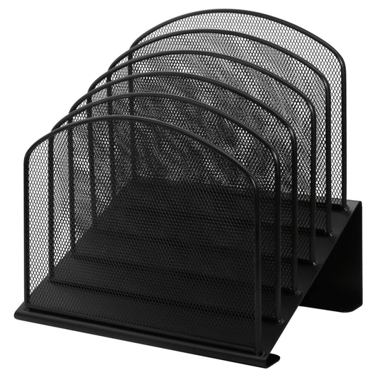 Staples Metal Mesh Letter and File Holder - 5-Compartment - Black