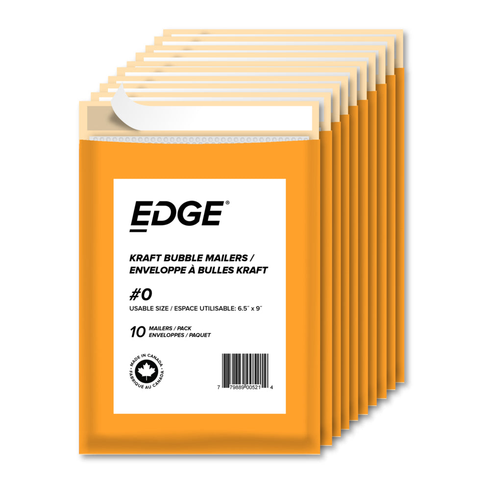 SPC EDGE Bubble Mailer #0 Kraft - 6" L x 10" W - 10 Pack