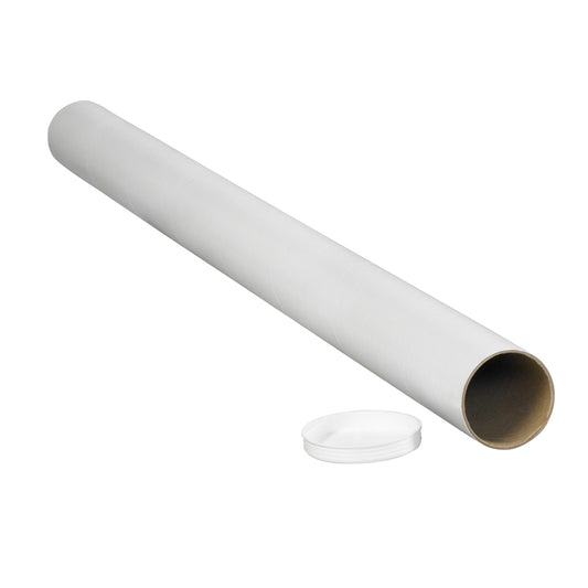 Spicers Mailing Tube with Cap - 24" x 2" - White - 25 Pack