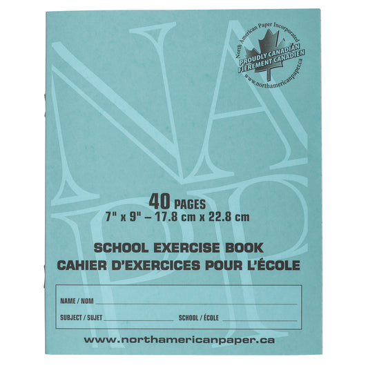 Cahiers d'exercices North American Paper Inc. - 7" x 9" - 1 cm de papier quadrillé - 40 pages - Paquet de 25