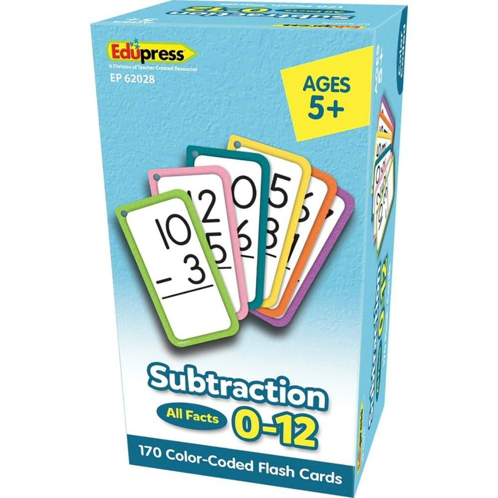 Cartes flash de soustraction Edupress – Tous les faits de 0 à 12, 7,6 x 14,6 cm, paquet de 170