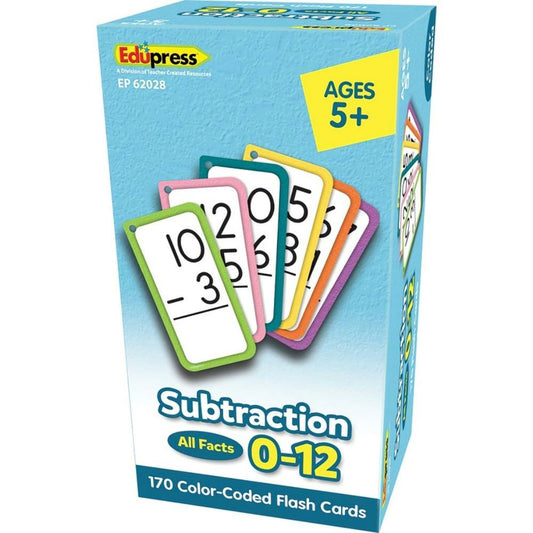 Edupress Subtraction Flash Cards - All Facts 0-12, 7.6 x 14.6cm, 170/pkg