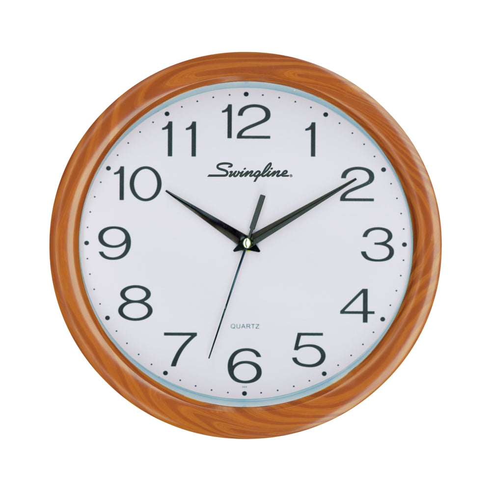 Swingline 12" Woodgrain Round Wall Clock