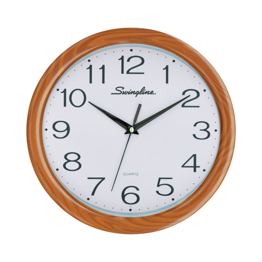 Swingline 12" Woodgrain Round Wall Clock
