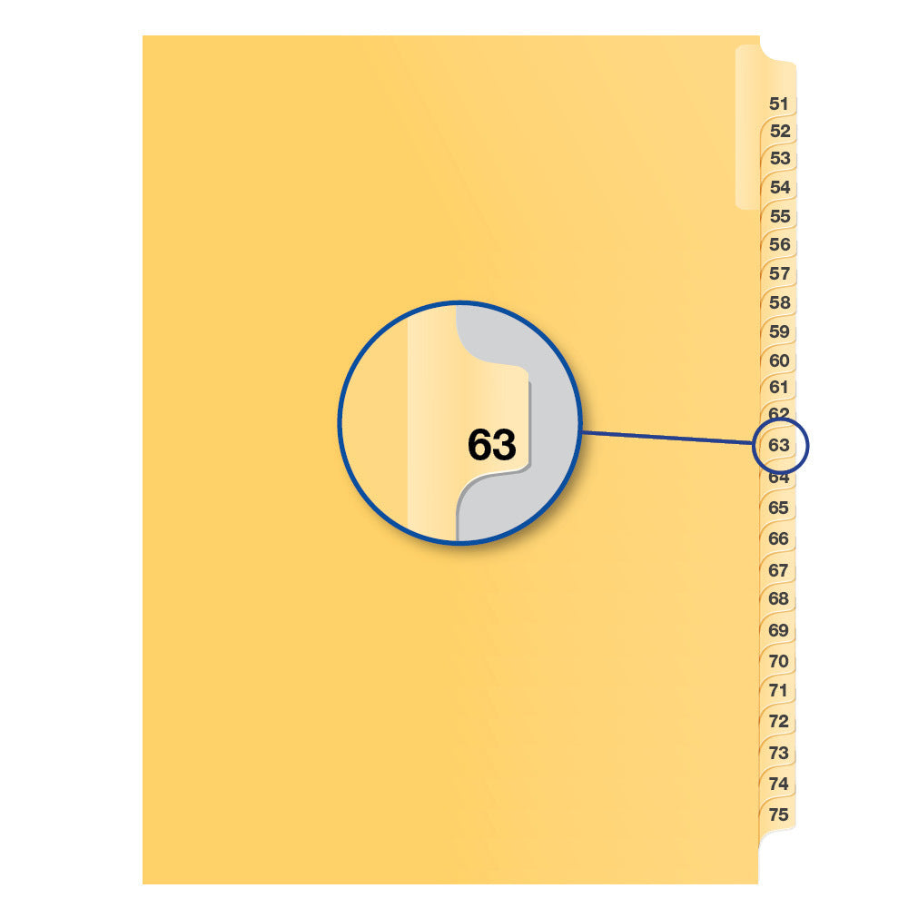 Legal Exhibit Dividers Buff #63 Letter Size, Pack of 25