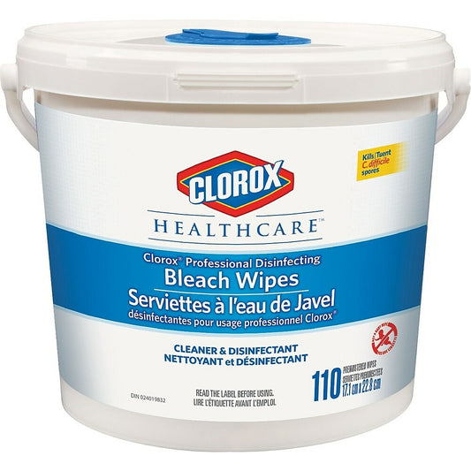 Lingettes désinfectantes germicides à l'eau de Javel Clorox Healthcare, paquet de 110 (CL01309)