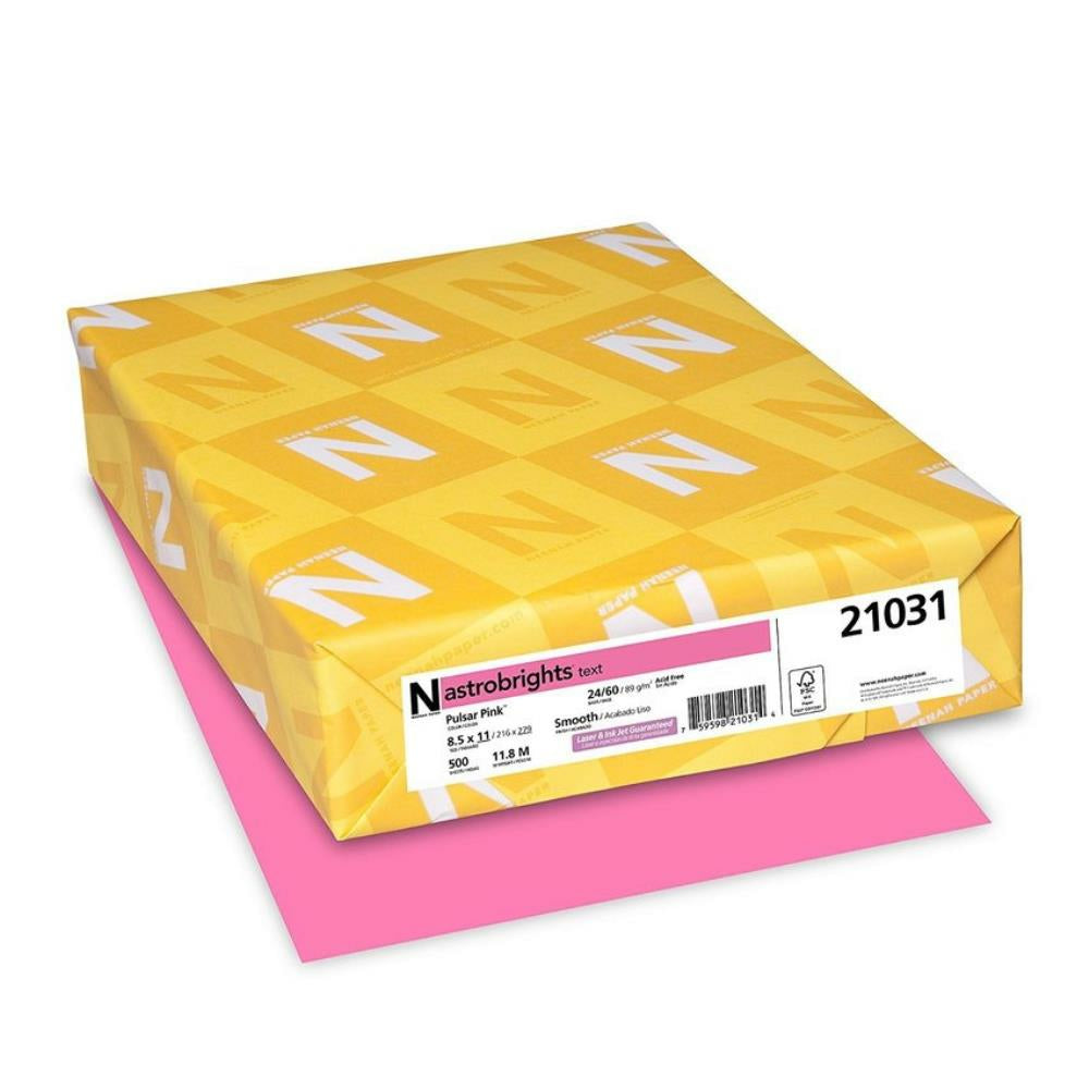 Astrobrights Bright colour Paper - 24 lb - 8-1/2" x 11" - Pulsar Pink - 500 Pack