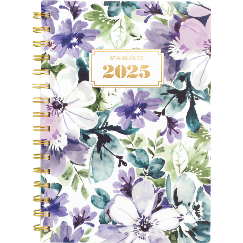 AT-A-GLANCE 2025 BADGE Floral Weekly/Monthly Planner - 8-1/2" H x 5-1/2" W - Multicolour - Bilingual