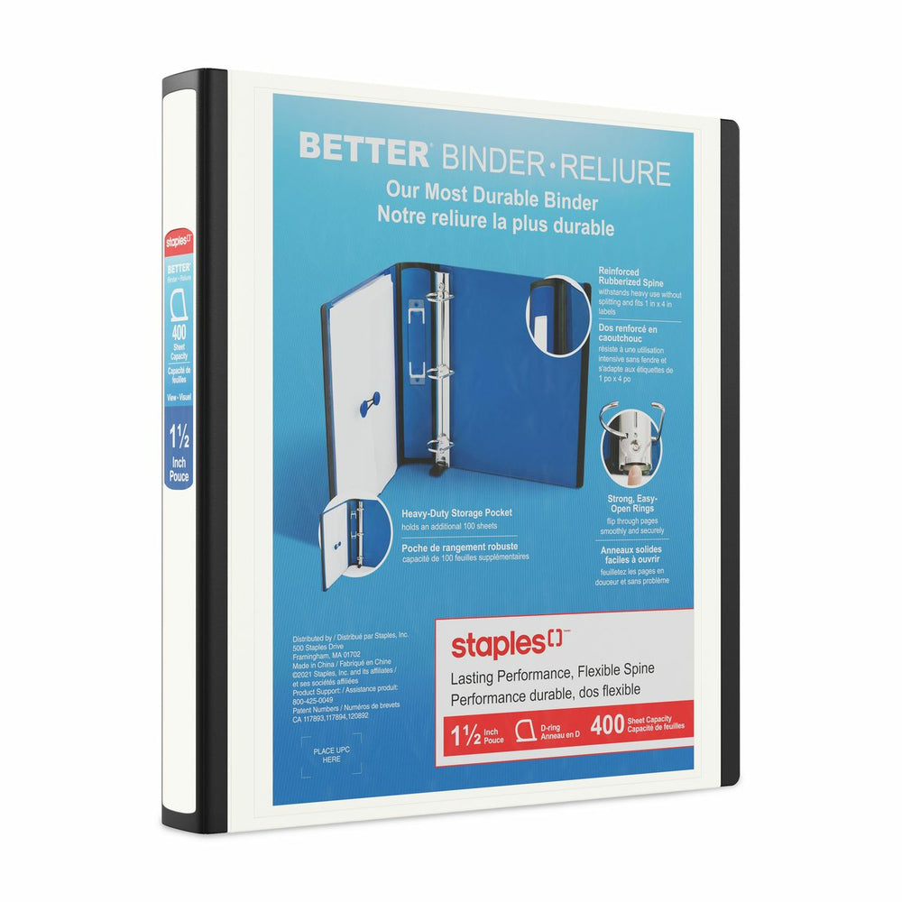 Classeur Staples Better Binder - 1-1/2" - Blanc