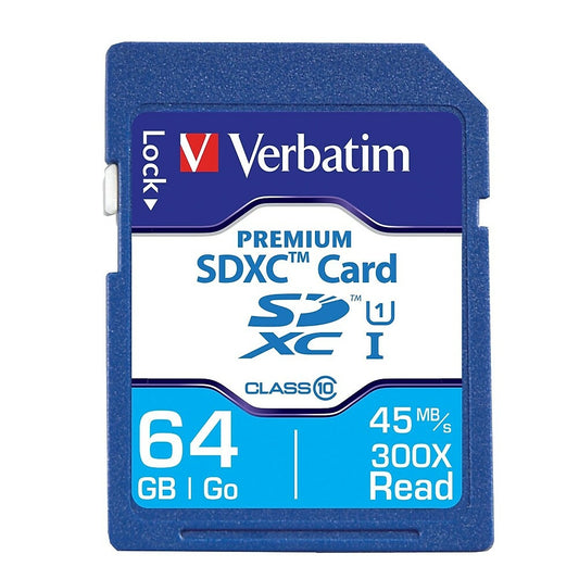 Verbatim 64GB Premium SDXC Memory Card, UHS-I Class 10