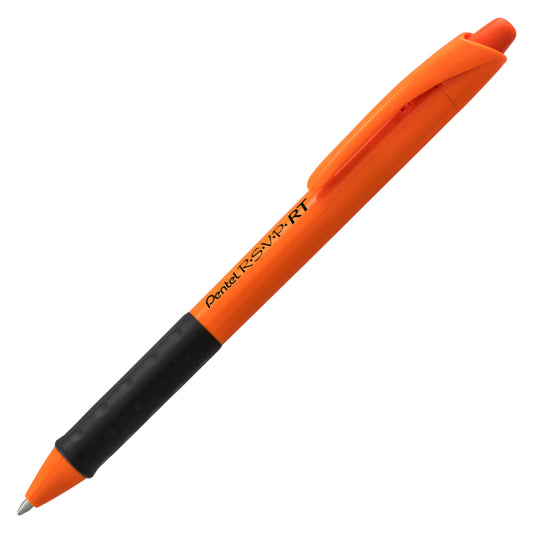 Pentel R.S.V.P. Retractable Ballpoint Pen - Safety Orange Barrel - Black Ink