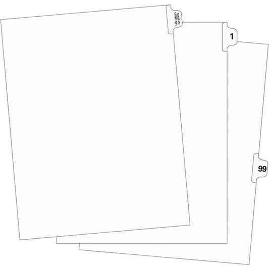 Supreme Litigation Tabs 15th Cut Numeric Singles 11" White #48