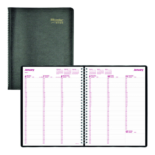 Brownline 2025 Weekly Planner - 11" x 8-1/2" - Black - English
