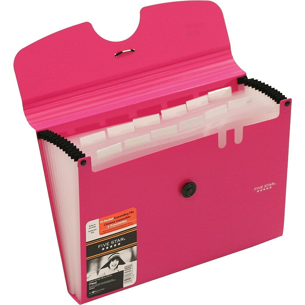 Five Star 13 Pocket Expanding File, Elastic Closure, Assorted Colours