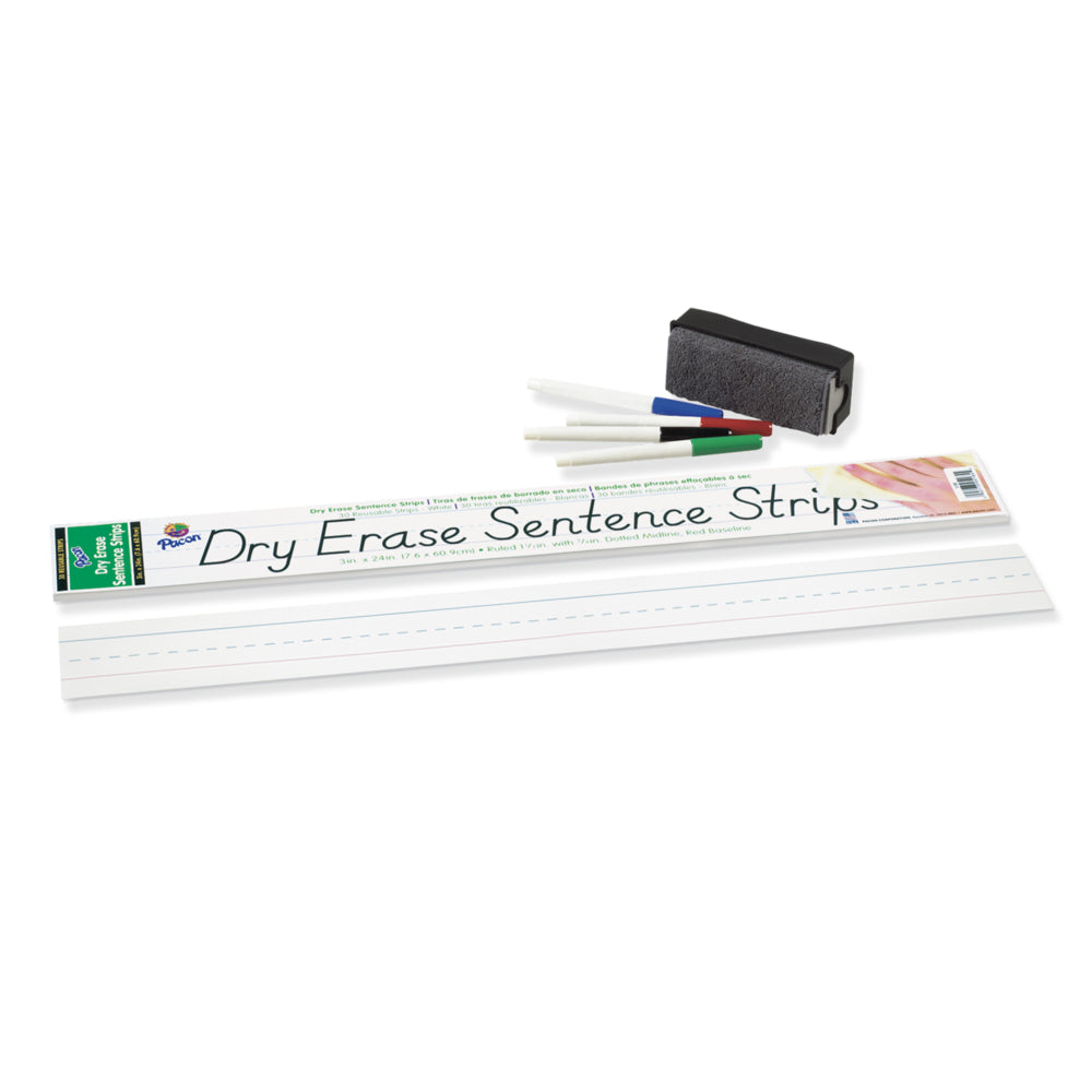 Bandes effaçables à sec Pacon 3" x 24" blanches