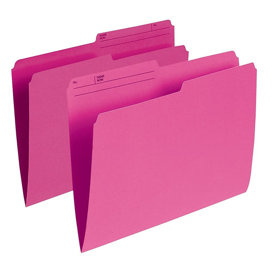 Chemises demi-coupe Staples - Format lettre - Rose - Paquet de 100