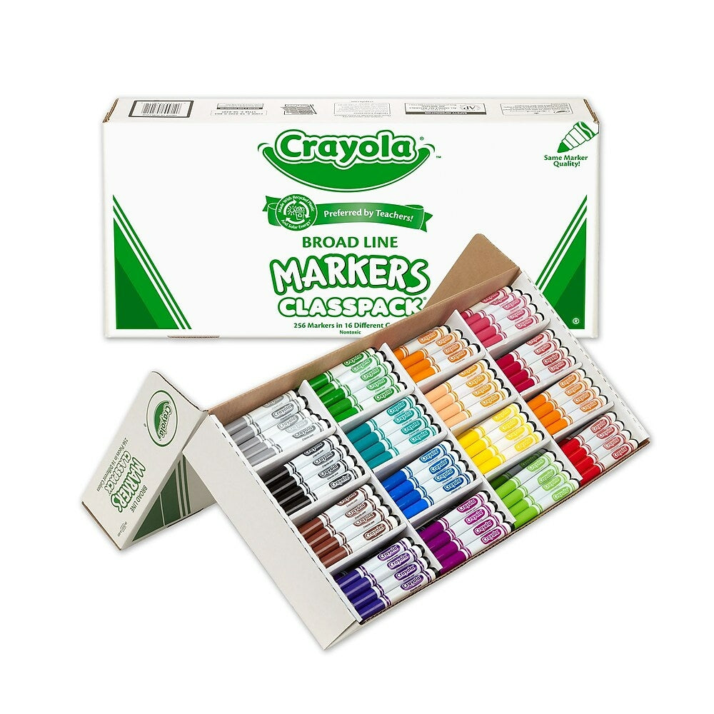 Crayola Non-Washable Broad Line Markers Classpack, Assorted, 256 Pack