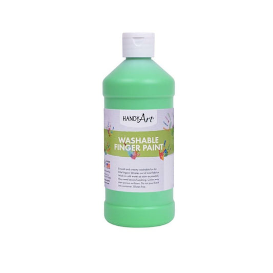 Handy Art Washable Flourescent Finger Paint, Flourescent Green, 473ml