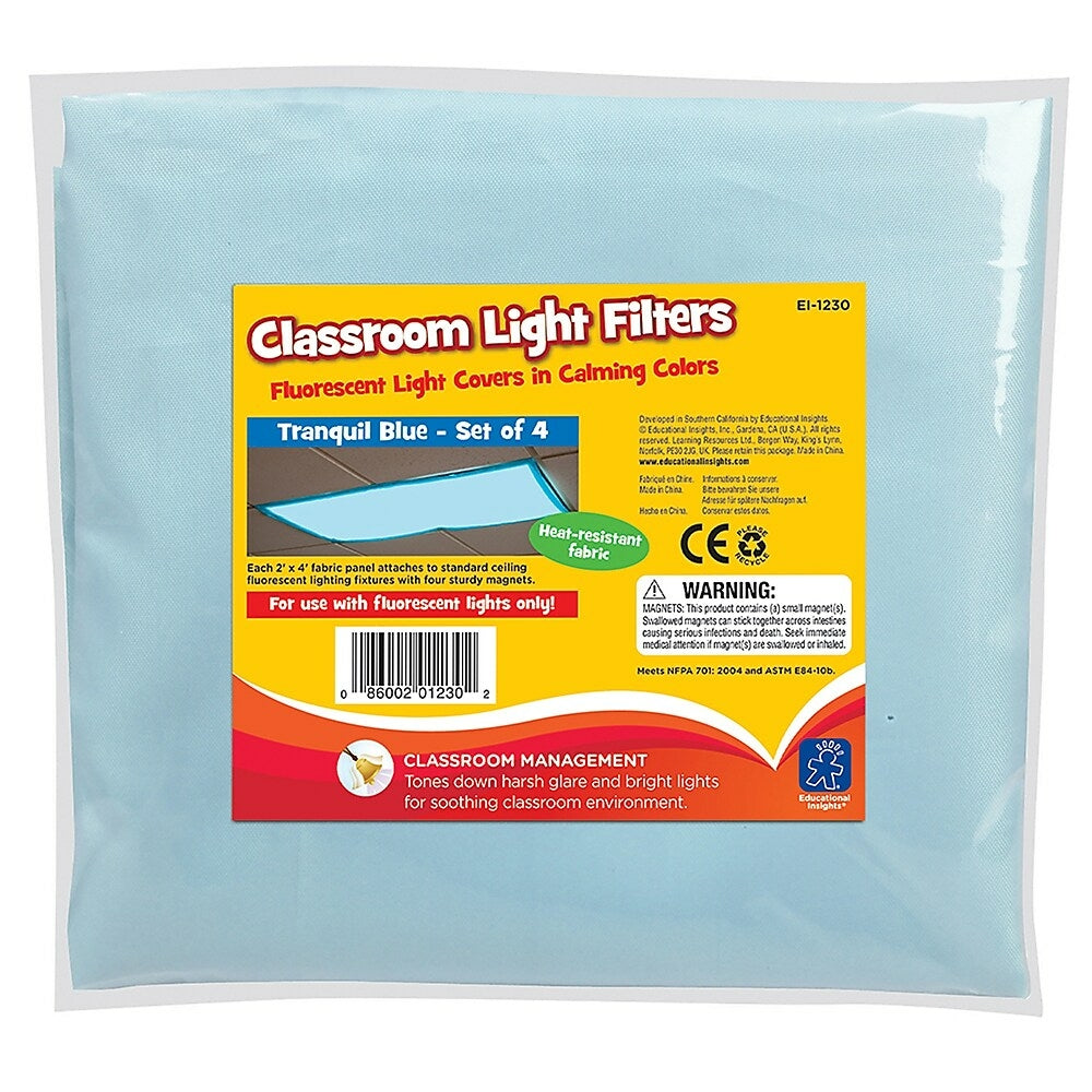 Educational Insights Classroom Light Filters, Tranquil Blue, 4 Pack