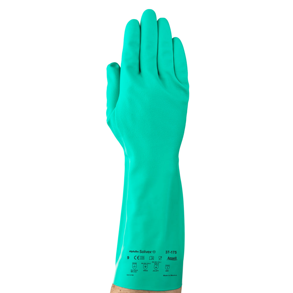 Ansell AlphaTec Solvex 37-175 Nitrile Gloves - Small - Green - 12 Pack