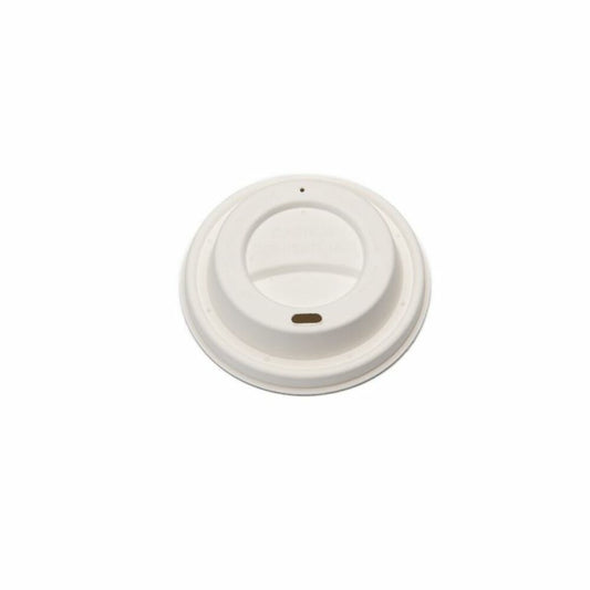 Eco-Packaging Compostable Hot Lid For 10 - 20 oz. Hot Cups - White/Clear - 1000 Pack