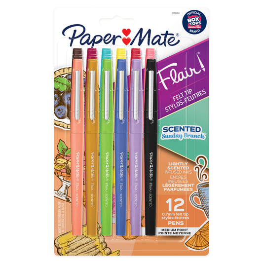 Paper Mate Flair Scented Felt Tip Pens - 0.7mm - Sunday Brunch Scents - 12 Pack