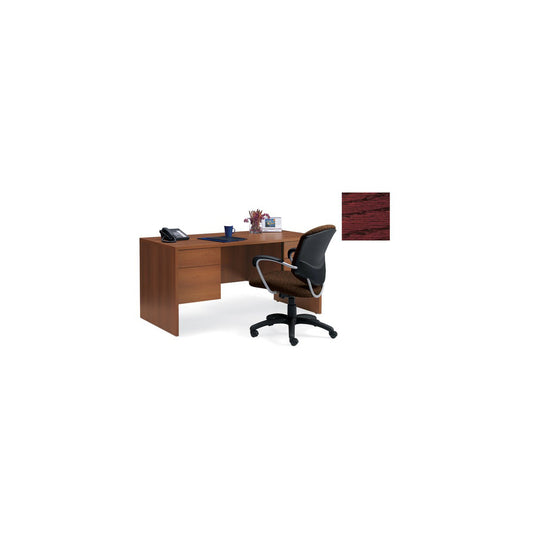 Bureau à double piédestal droit de la série Global Genoa, 60 po de largeur, acajou équarri
