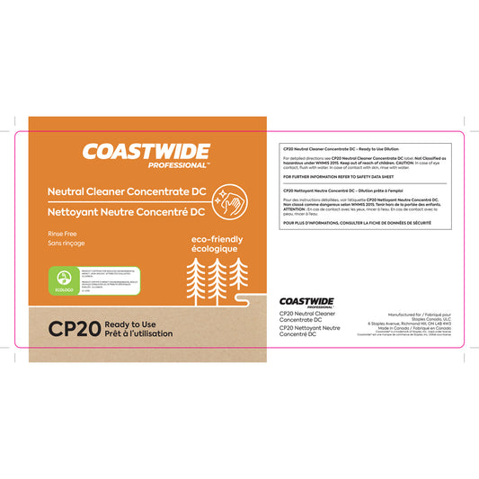 Nettoyant concentré neutre Coastwide Professional CP20 DC, étiquette secondaire