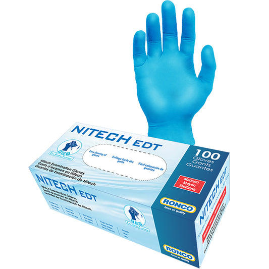 Ronco Nitech Examination Gloves - Blue - Medium - 100 Pack