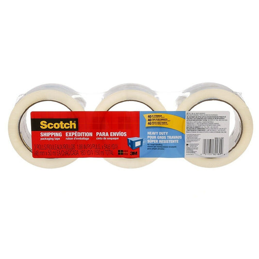 Scotch Heavy Duty Shipping Tape, 1.88" x 54.6 Yds., 3 Pack (3850-3-ESF)