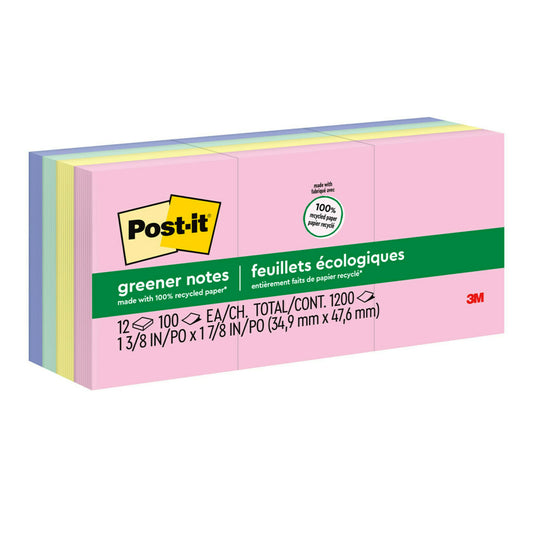 Notes Post-it Greener - Collection Sweet Sprinkles - 1-3/8" x 1-7/8" - Paquet de 12