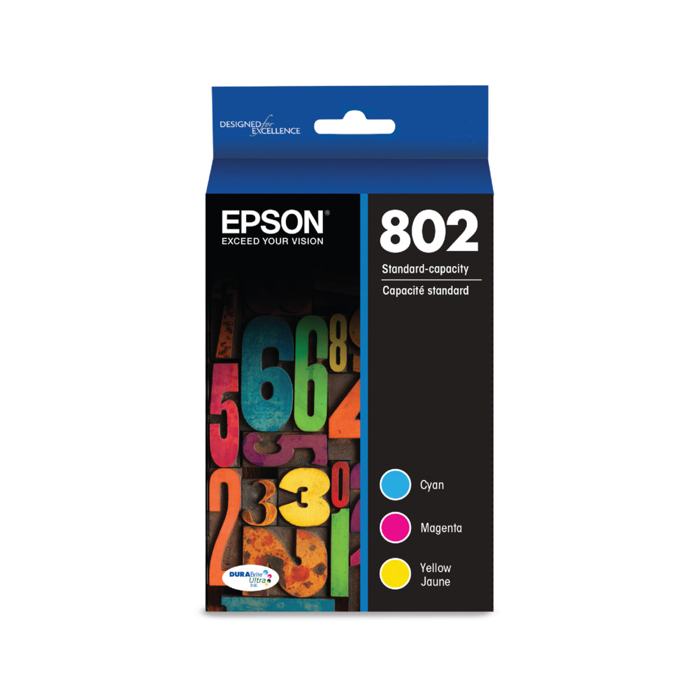 Pack de cartouches d'encre Epson 802 Ultra - Capacité standard - Cyan/Magenta/Jaune