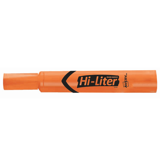 Avery Hi-Liter Surligneur à encre à base d'eau, pointe biseautée, orange fluorescent