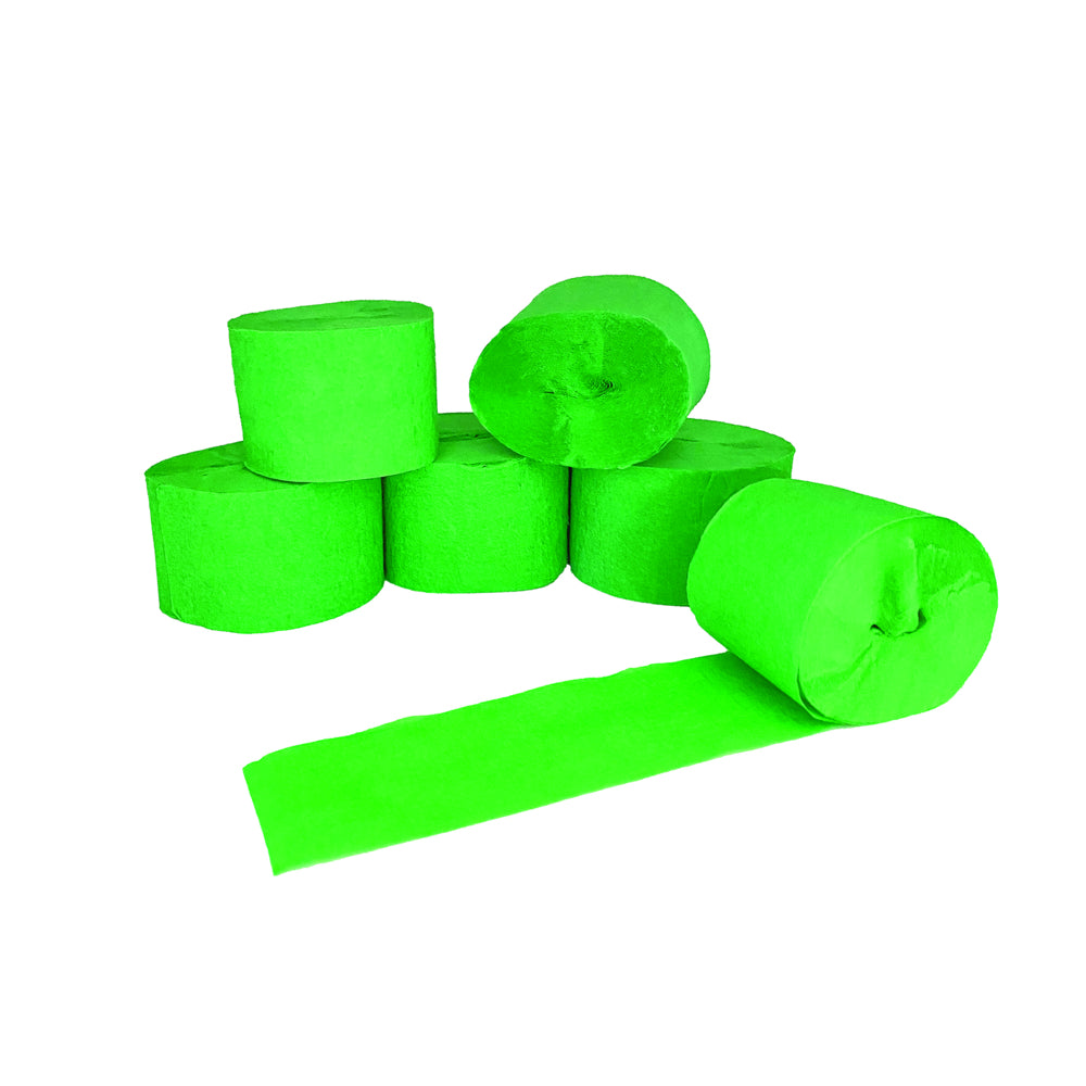 DBLG Artworks Crepe Streamers - 4.5 cm x 25 m - Bright Green - 6 Rolls/Pack