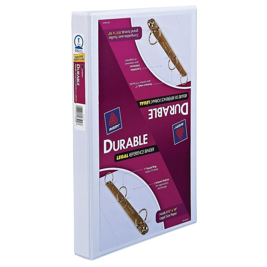 Avery Legal Sized View Binder, 1" Sized Round Rings, 8-1/2" x 14" Sized White, (16500)