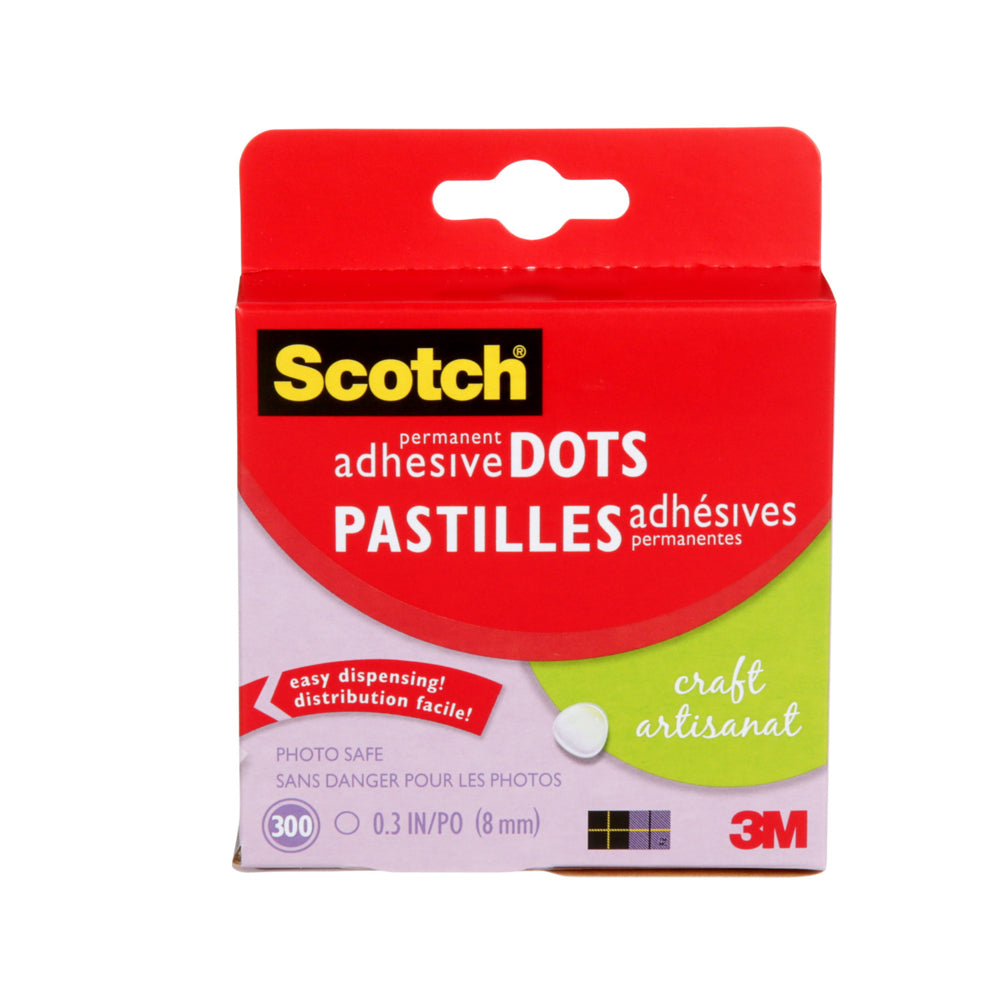 Pastilles adhésives Scotch - 3 mm x 3 mm - Transparentes