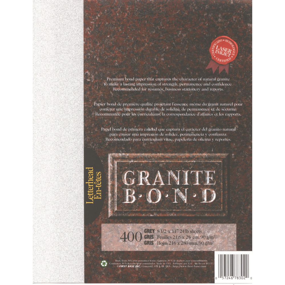 St. James Granite Bond - 24 lb - 8,5" x 11" - Gris - 400 feuilles