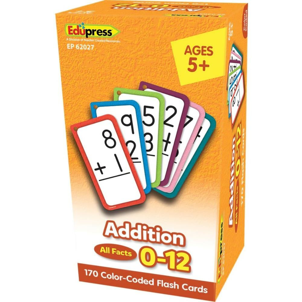 Edupress Addition Flash Cards - All Facts 0-12, 7.6 x 14.6cm, 170/pkg