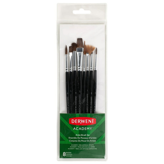 Ensemble de pinceaux d'artiste assortis Derwent Academy, paquet de 8 (98238) 