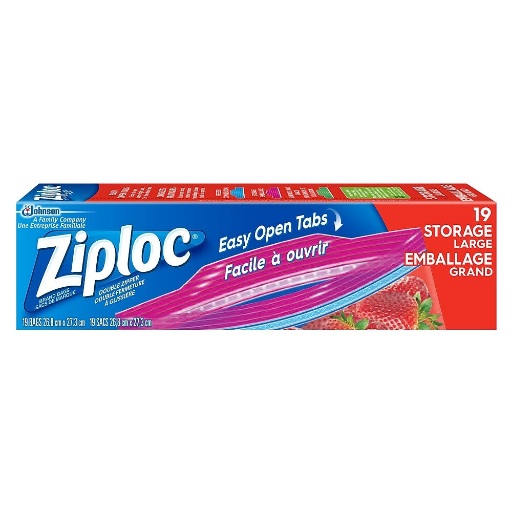 Ziploc All-Purpose Double-Zipper Storage Bags, Large, 19 Pack