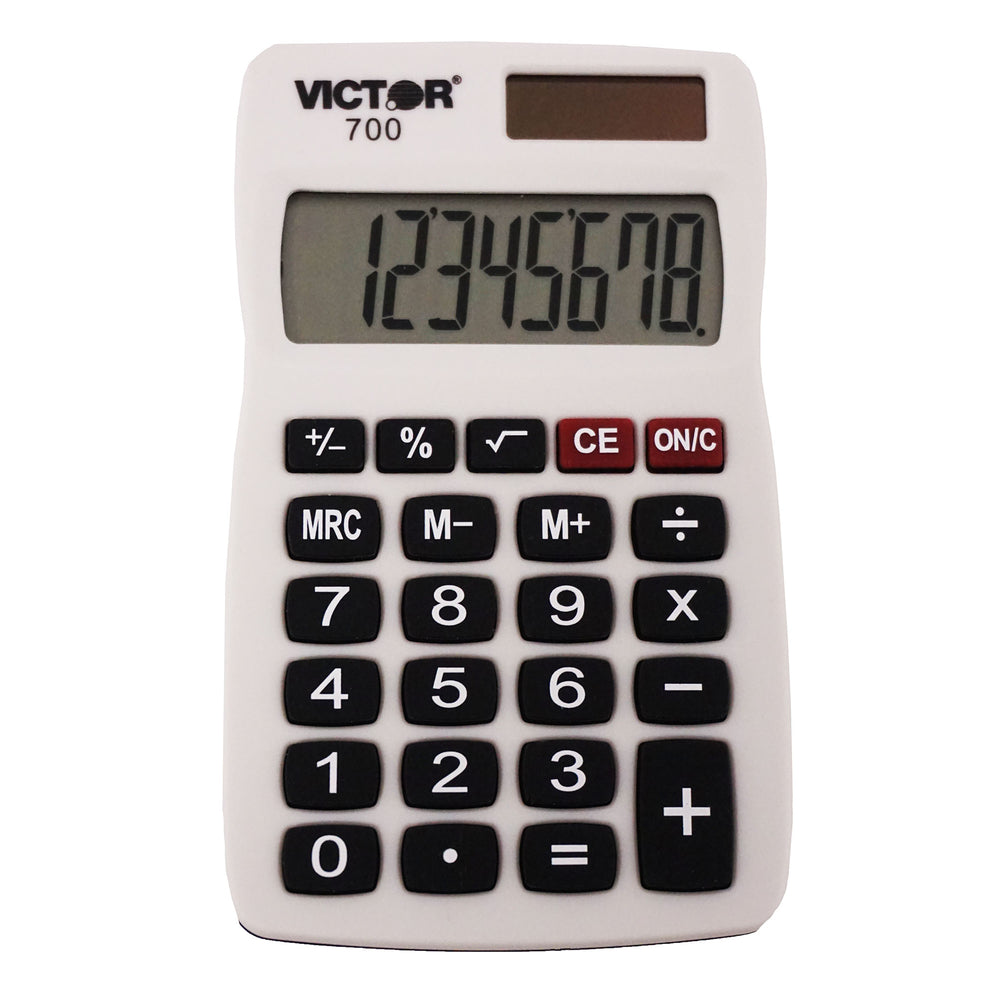 Victor 8-Digit Pocket Calculator - White