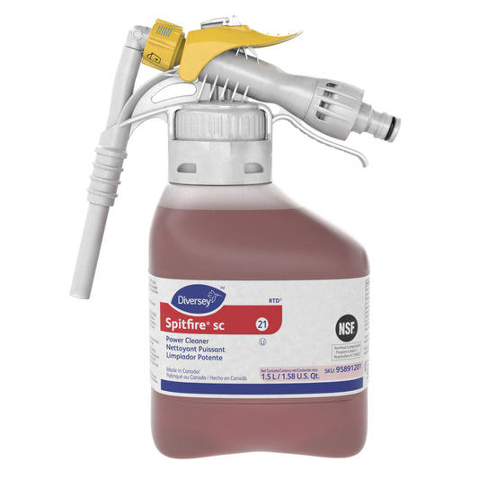 Nettoyant puissant Diversey Spitfire SC - Rouge - Parfum pin - 1,5 L prêt à l'emploi - Lot de 2