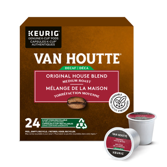 Café Van Houtte Original House Blend à torréfaction moyenne - Décaféiné - Capsules K-Cup - Paquet de 24